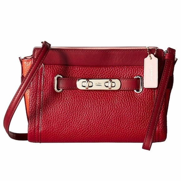 COACH SWAGGER WRISTLET IN COLORBLOCK Black Cherry - Picture 1 of 5
